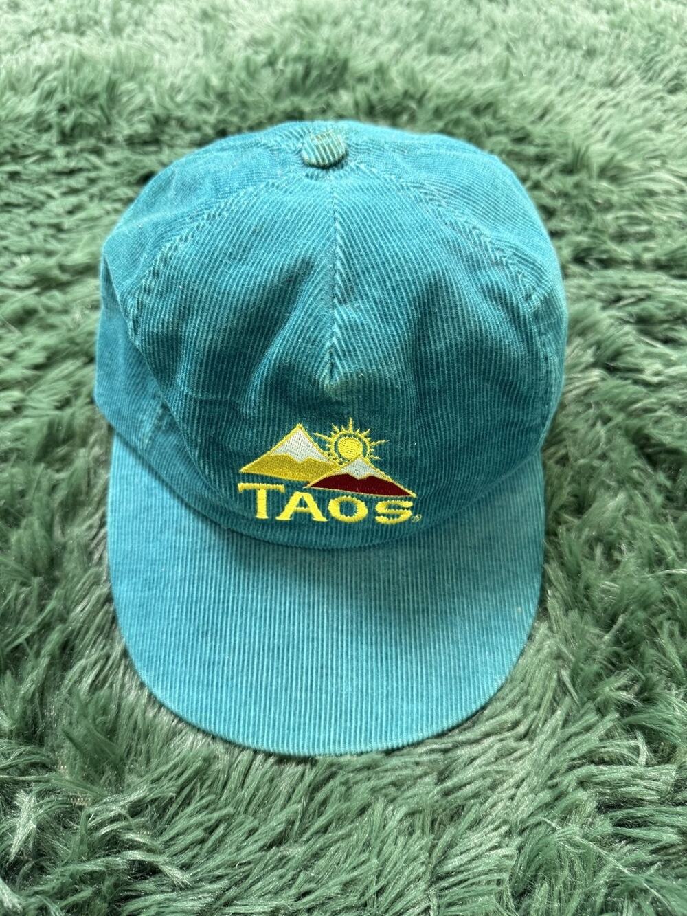 Vintage Alito Berretto Taos Corduroy Baseball Cap Hat Teal Turquoise Adjustable